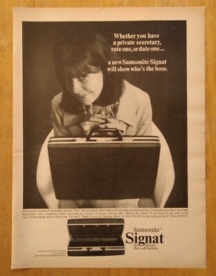 1966 Samsonite Signat Briefcase Brunette Secretary Photo Vintage Print Ad