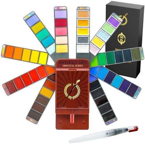 Pinturale Set Acquerelli Professionali, 56 Colori + Pennello Pittura | Per Artis - Foto 2 di 6