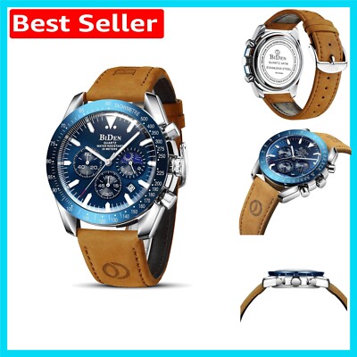 Klassische Herren Chronograph Uhr - Elegantes Design, 46,5mm, Wasserdicht, Geschenkfertig