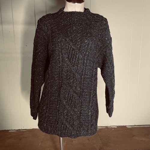 VTG LL Bean Wool Fisherman Sweater Womens Medium Green Chunky Aran eBay