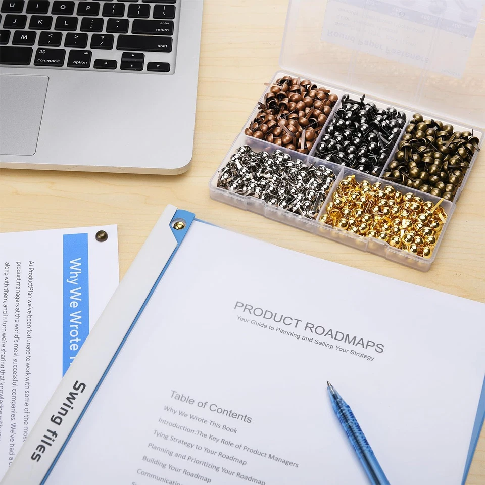 Mini Brads for Paper Crafts 500pcs Multicolor Metal Paper Fasteners 8x17mm Fa... - Image 3 of 4