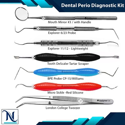 Dentist Periodontal Kit - Probe, Explorer & Scaler - Teeth Cleaning Instruments