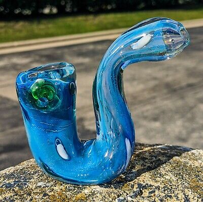 5/" Sky Blue Aqua Sherlock 24KT Silver Fumed Glass Pipes Girly Smoking Bowl *USA*