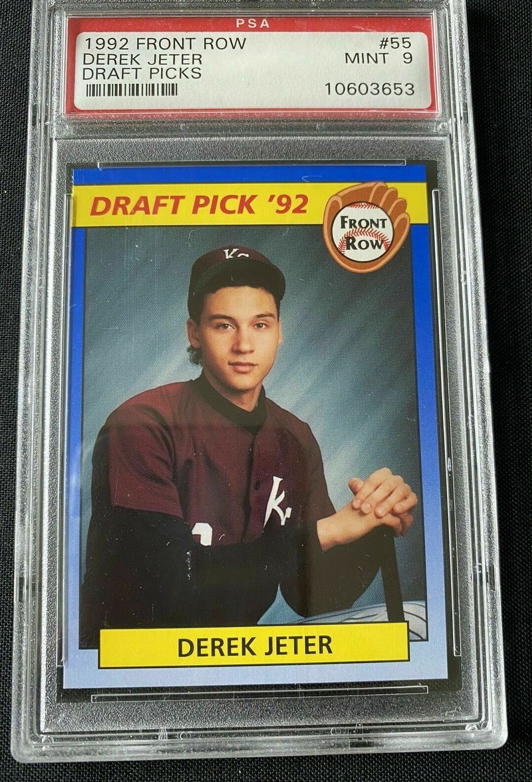 DEREK JETER RC 1992 FRONT ROW CARD#55 MINT PSA9!YANKEES SS RC HOF GOAT