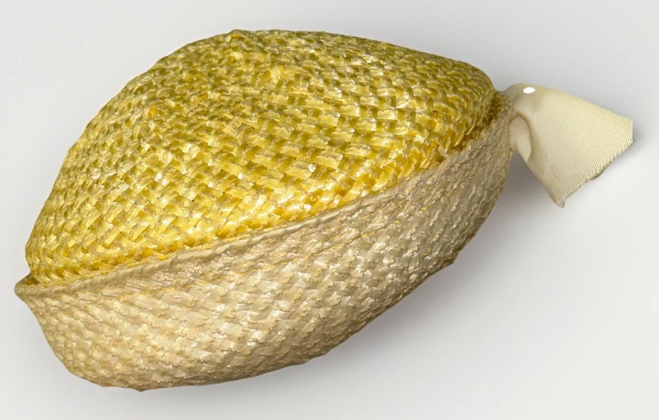 Sombrero De Colección Mr John Jr. Cinta Paja Amarilla Blanca 60’s 70’s Mod Iglesia Domingo Mejor Foto 4 de 4