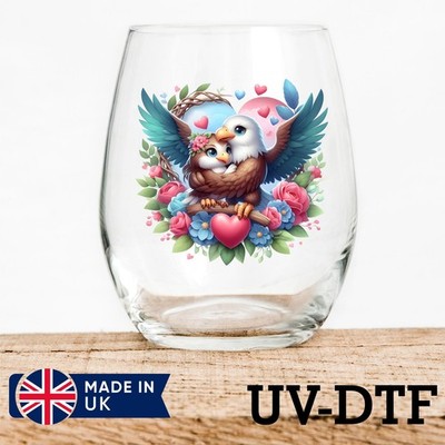 Adler Valentinstag 8 Stück UV DTF Aufkleber - Glas Laptop Becher Tasse bd699