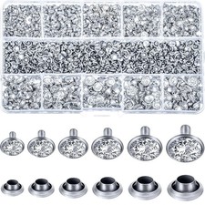 600 Sets 6 Sizes White Clear Rhinestone Rivets Crystal Rapid Rhinestone Stud Sil