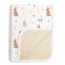 Baby Blankets Newborn Unisex Thermal Minky Dotted Muslin Bunny 30x40 Inch