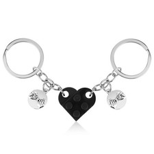 2Pcs Matching Couple Keychain Gifts for Boyfriend Girlfriend, Large, Black