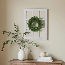 Farmhouse Window Frame Wall Decor 18 X 23 Inch, Hanging Handmade White
