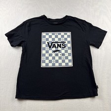 Vans Off The Wall Graphic T-Shirt Black Checkerboard Size L Large Gray White