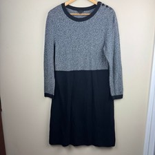 Talbots Womens Colorblock Sweater Dress Grey Cashmere Blend L