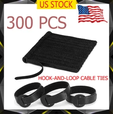 300 Cable Straps black Wire Cord Hook Loop Ties Reusable Fastening Organizer-Lot