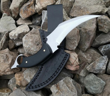 CUCHILLO DE CAZA KARAMBIT 8" HECHO A MANO PERSONALIZADO 5160 HOJA DE ACERO AL CARBONO DOBLE FILO