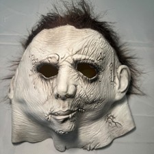 Michael Myers Halloween Mask Horror Movie Slasher Cosplay Latex White Brown Hair