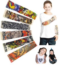 Temporary Tattoo Sleeves for Kids, Fake Slip On Arm Sunscreen Sleeves, 6pcs -...