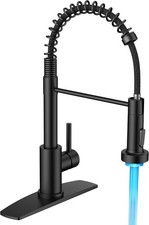 LED Kitchen Sink Faucet with 3 Modes Sprayer Matte Black  Stainless Steel