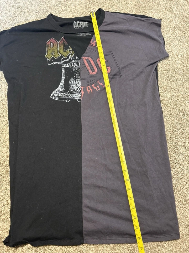 (AC/DC) Mini Vestido/Camiseta de Gran Tamaño Estampado Gráfico Banda Cuello en V: Talla Mediana k Foto 4 de 4