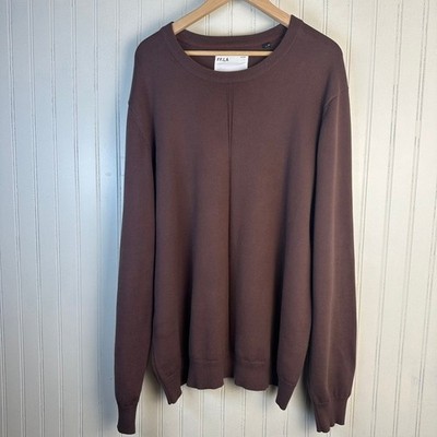 FF.LA Mens Crew Neck Pullover Sweater Long Sleeve Casual Rust Color Knitwear 2XL