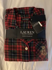 NEW RALPH LAUREN Size S Women's Pajama Pant Set Red Holiday Plaid Fleece