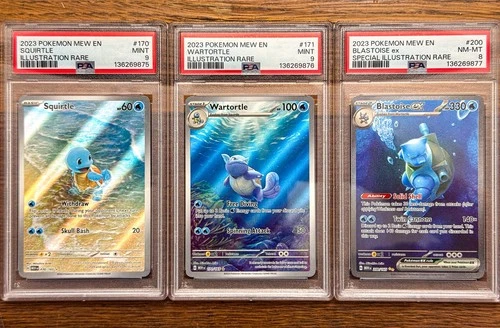 Pokemon 151 Squirtle Wartortle Blastoise PSA 9 & 8 Sequential Set ENGLISH