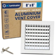 8" x 8" Duct Hole [9.6" x 9.6" Face] Aluminum Single Deflection Adjustable Ai...