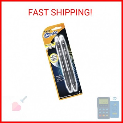 BIC Gelocity Original Black Gel Pens, Medium Point (0.7mm), 2-Count Pack, Retrac