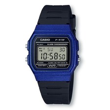 Casio F-91WM-2 Black Blue Classic Retro Digital Alarm Stopwatch Unisex Watch