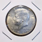 1967 Kennedy Half Dollar, Circulated, 50C Coin, 40% Silver, Uncertified