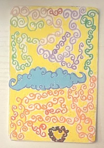 ACEO Original OOAK Abstract Clouds & Hearts On Paper by GHx7