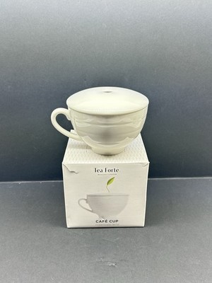 Tea Forte Accessory Collection Cafe  Porcelain Covered Tea Cup Orchid White