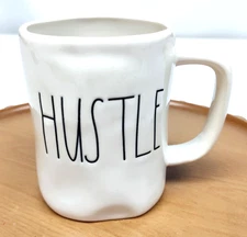 Rae Dunn - HUSTLE - Coffee/Tea Mug w/Handle - Cream -Artisan Collection Magenta