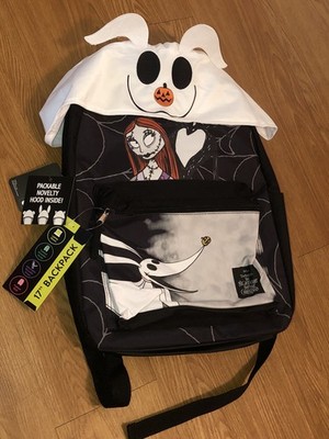 Bioworld Nightmare Before Christmas 17  Backpack Hooded Jack & Sally NEW Disney