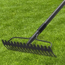 77'' Bow Rake,17 Tines Metal Head Rakes with Stainless Steel Handle,Heavy Duty