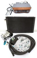 AC Air Conditioning Kit Chrome Compressor 14 x 24 Condenser Hoses Wood Grain A/C