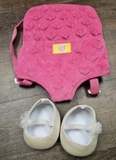 BABW Build A Bear Workshop Pink Backpack Carrier  Iridescent Sequin Shoes Lot