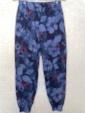 Victoria Secret PINK Campus Jogger Sweatpants Womens M Blue Floral Exotic flower
