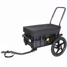 2-in-1 Bike Cargo Trailer Pushcart Bicycle Trailer with Box and Waterproof Cover