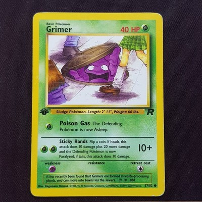 Grimer 57/82 1. Edition Rare SEHR GUT Team Rocket Pokemon Karte TCG