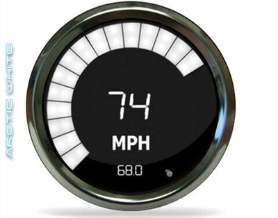 Intellitronix MS9222W LED Digital Memory Speedometer 3-3/8'' Chrome White