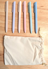 Set of 6 Different Pastel Color Pens with Different Colored Ink w/Pouch