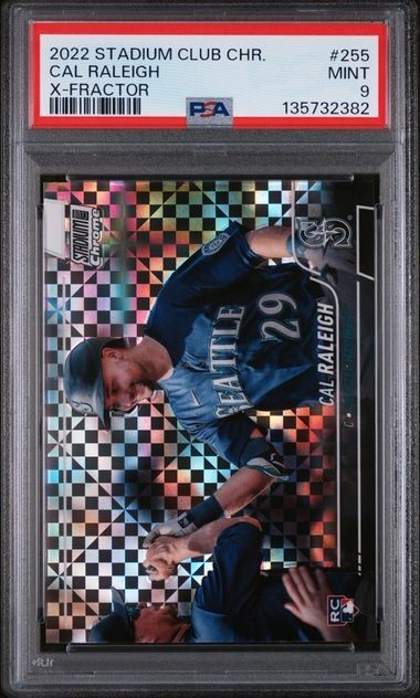 2022 Topps Stadium Club Chrome Cal Raleigh #255 X-Fractor RC Mariners PSA 9🔥