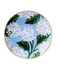 rifle paper company Hydrangea Floral Blue White Gold Porcelain Ring Dish NEW