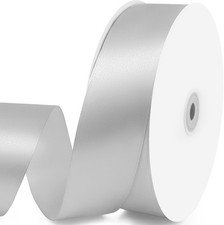 1-1/2" x 100 Yards Satin Ribbon - Silver Silk Ribbon with Spool - Ideal for Gift