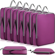 Hosuly 6 Pcs Large Compression Packing Cube Bag Travel Expandable Space Savin...