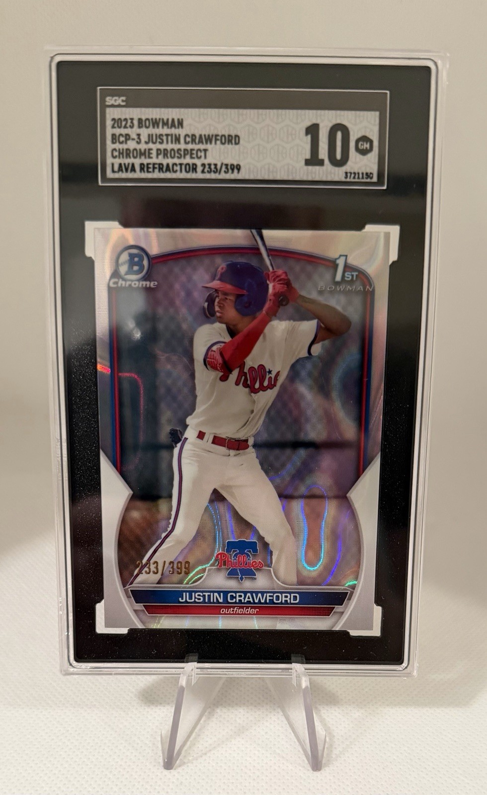 2023 Bowman - Chrome Prospects Justin Crawford #BCP-3 Lava Refractor /399