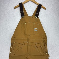 Carhartt Double Knee Carpenter Bib Overalls Nail Apron Mens 38x32 R28 Brown NWT