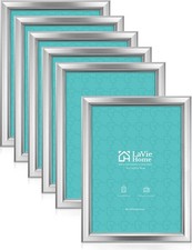 LaVie Home 5x7 Picture Frames 6 Pack, Silver Simple Designed Photo Frame with