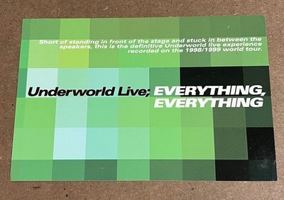 Underworld - Live: Everything, Everything RARE promo postcard '00
