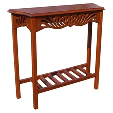 D-Art Collection Solid Mahogany Wood Entrance Table in Honey Brown